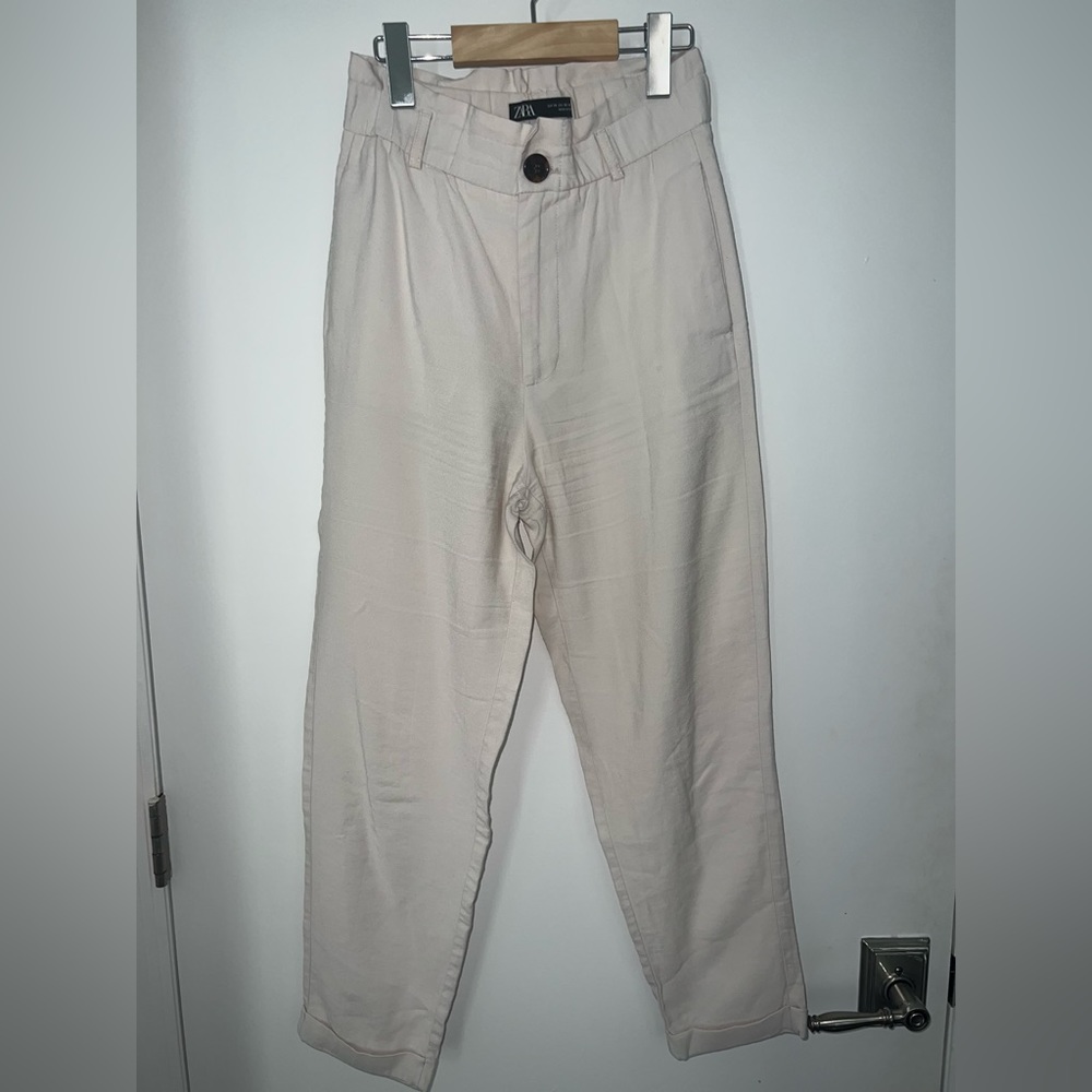 High waisted, beige, dress pants
